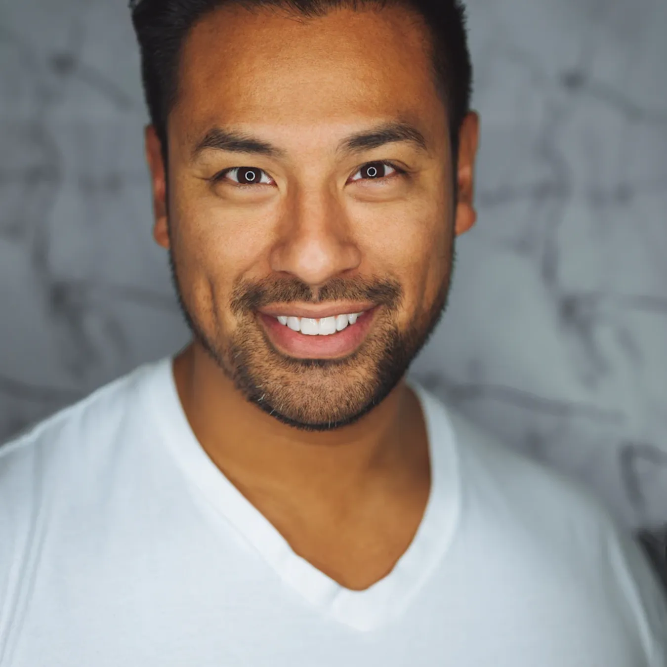 Square crop of the portrait with the top and bottom trimmed